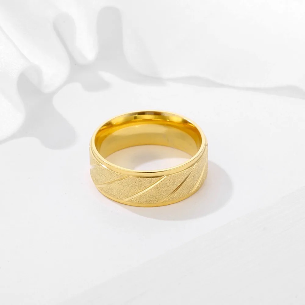 Matte Engraved Meteor Shower Stainless Steel Ring