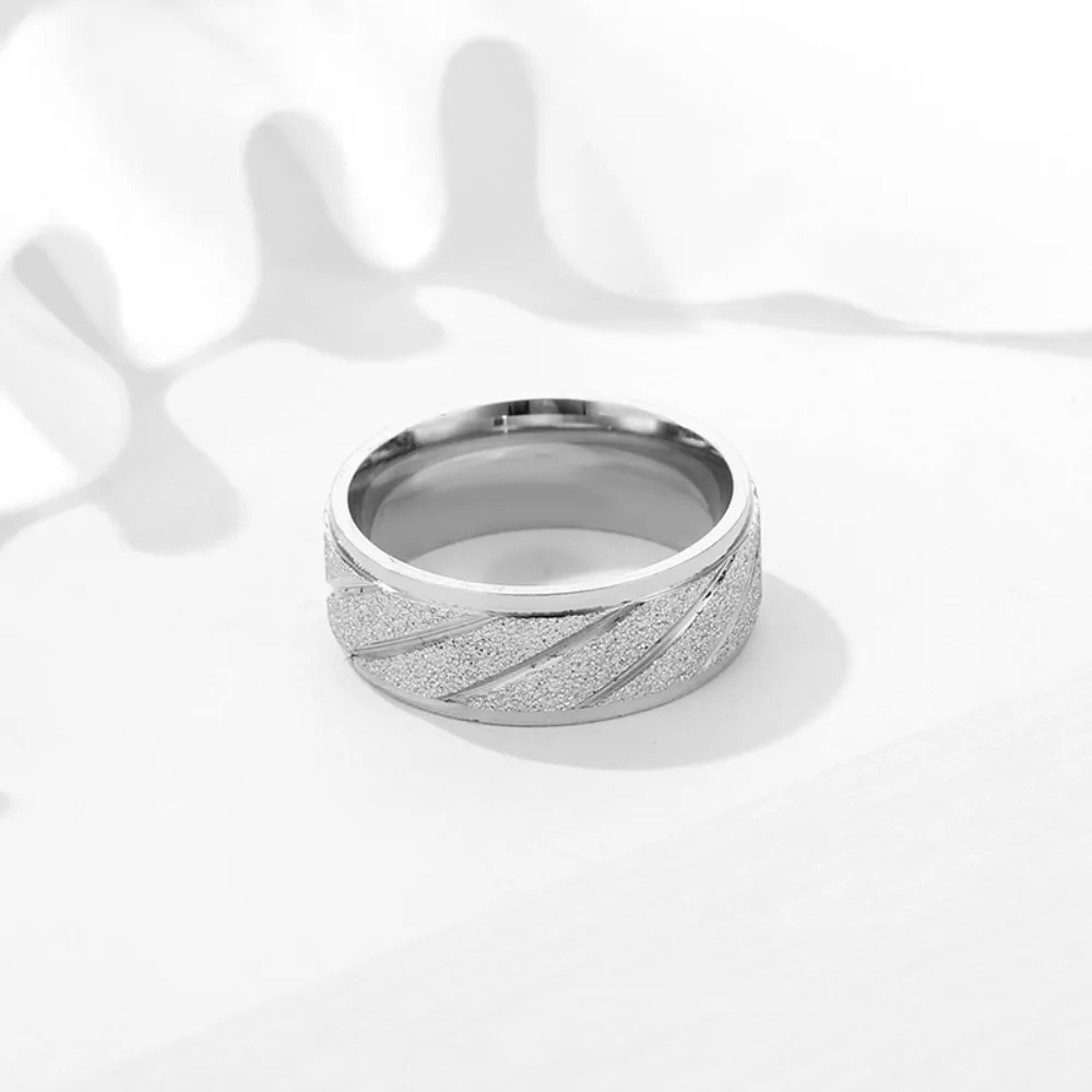 Matte Engraved Meteor Shower Stainless Steel Ring
