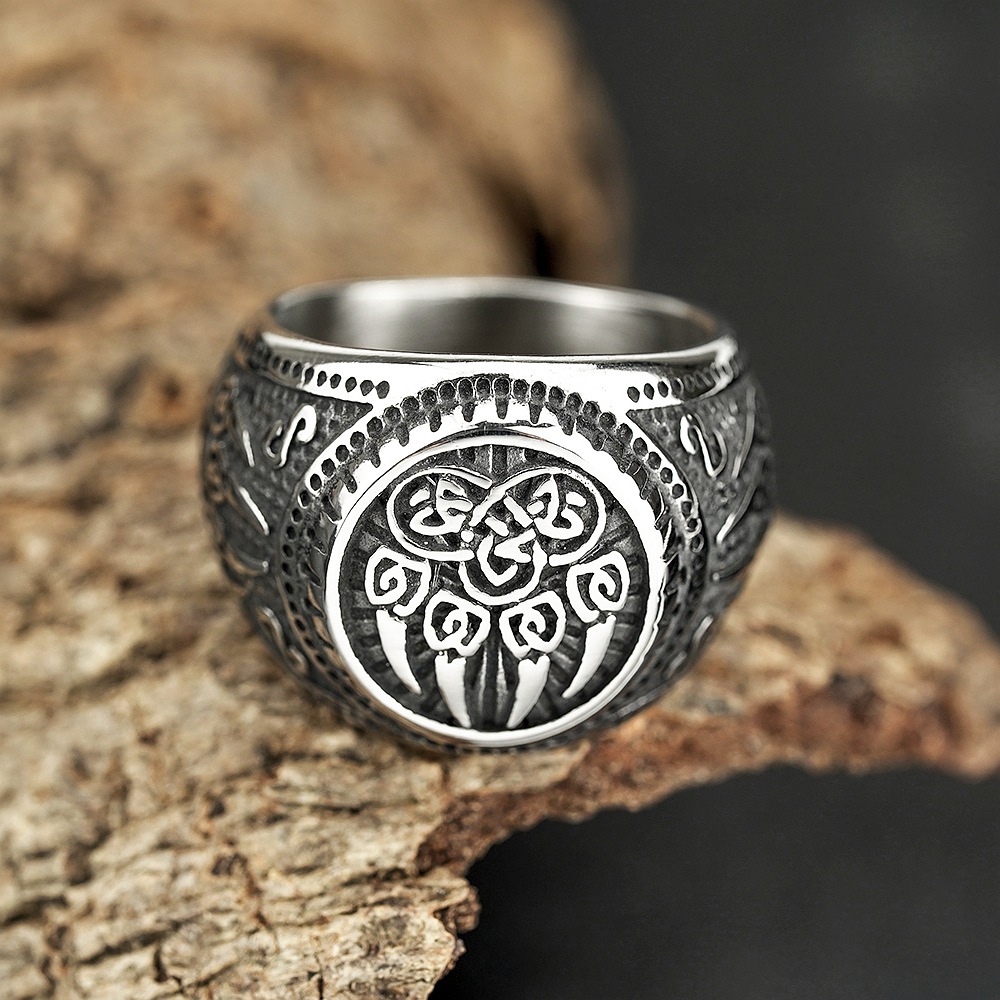 Men's Viking Compass Titanium Steel Ring