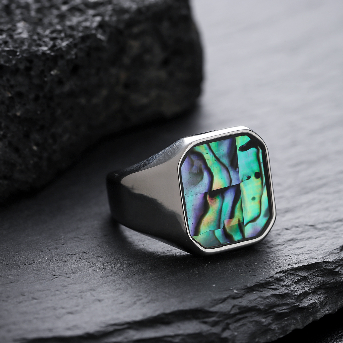 Minimalist Stainless Steel Shell Couple Ring Set