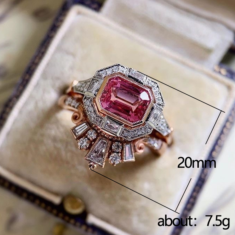 Vintage Red Zircon Minimalist Couple Ring Set